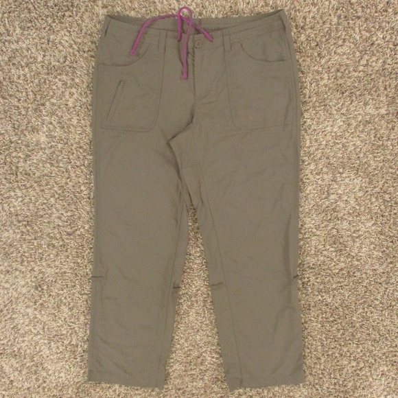 The North Face Pants Women's 12 Brown Horizon II Hiking‎ Outdoors Nylon Roll Up - Picture 1 of 9